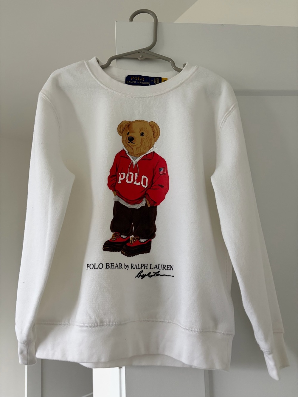 Polo by Ralph Lauren White Bear Graphic Sweatshirt with Red Polo Pullover
